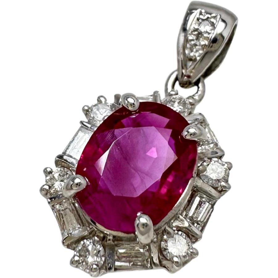 ルビー 1.30ct ダイヤモンド 計0.34ct ペンダントトップ Pt900プラチナ 