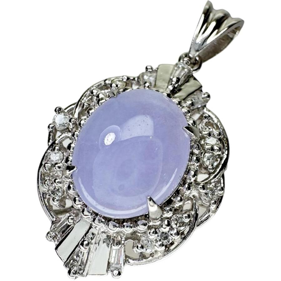 ラベンダーヒスイ 3.15ct ダイヤモンド 0.30ct ペンダントトップ Pt900  