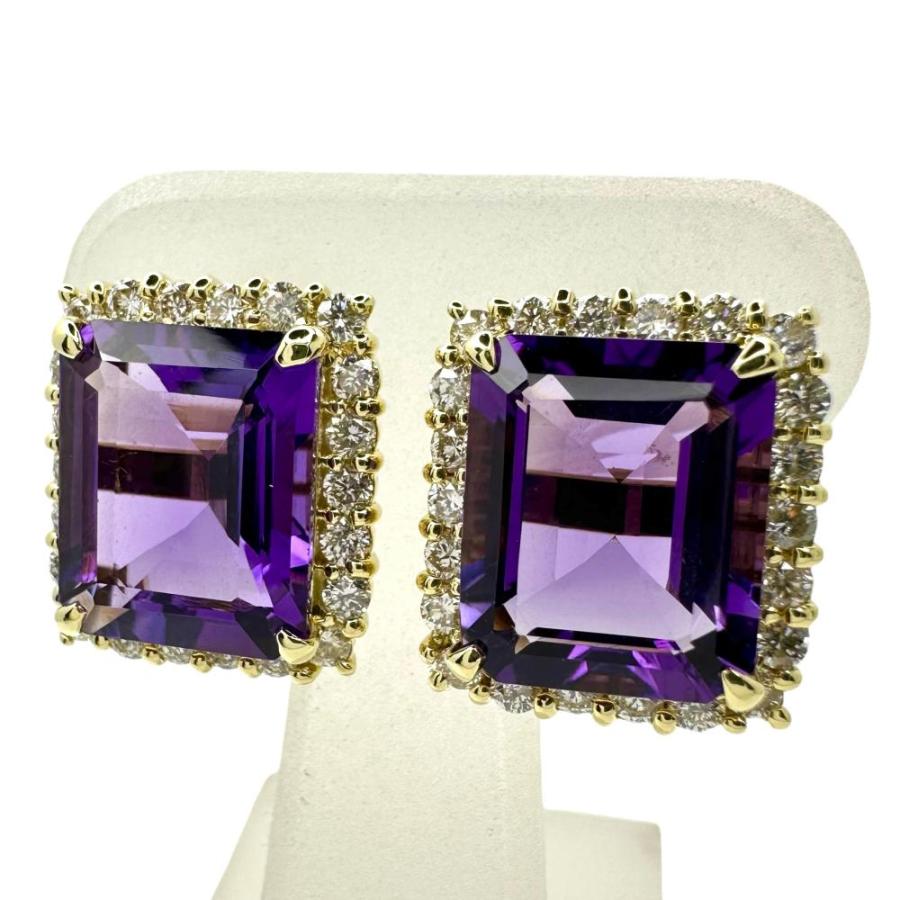 K18 ゴールド YG アメジスト ピアス K18 YG アメジストピアス2ct