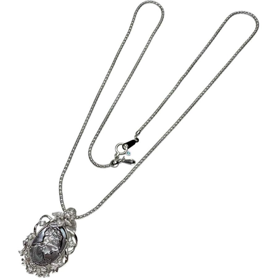 黒蝶貝/シェルカメオ ダイヤモンド 0.034ct シードパール ネックレス