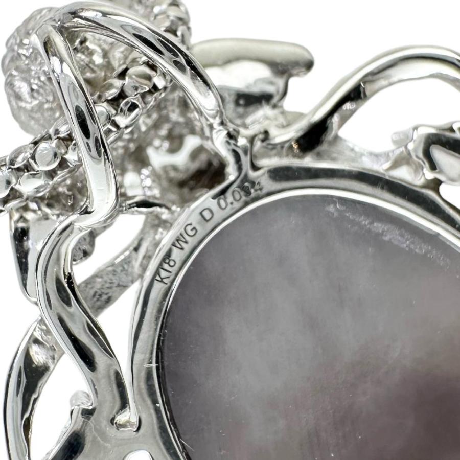 黒蝶貝/シェルカメオ ダイヤモンド 0.034ct シードパール ネックレス
