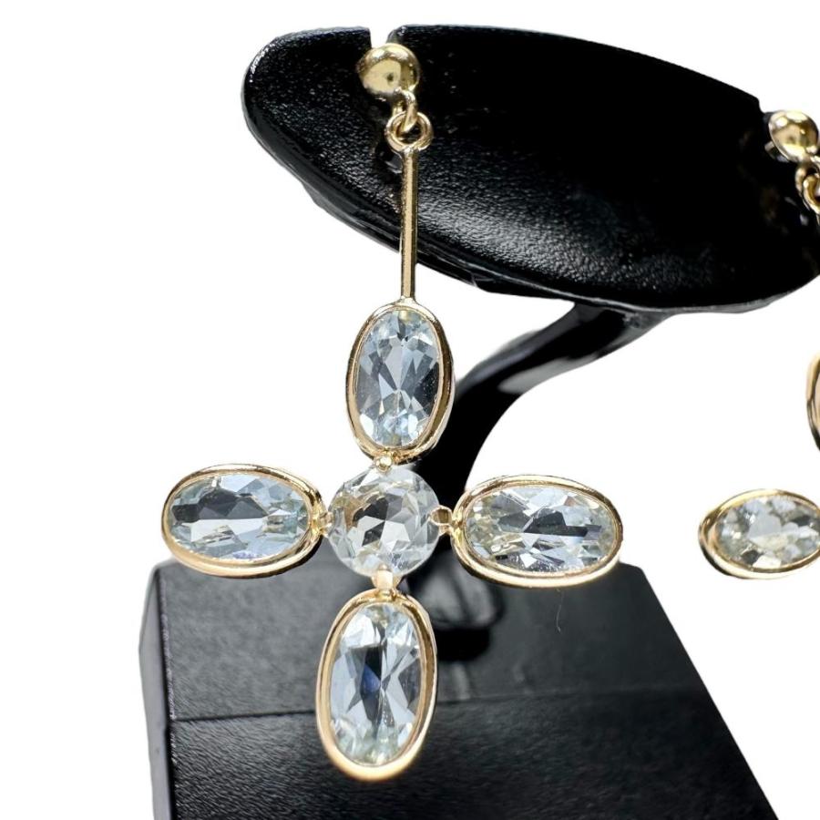 アクアマリン 計1.80ct ピアス K18ゴールド 1.3g レディース 