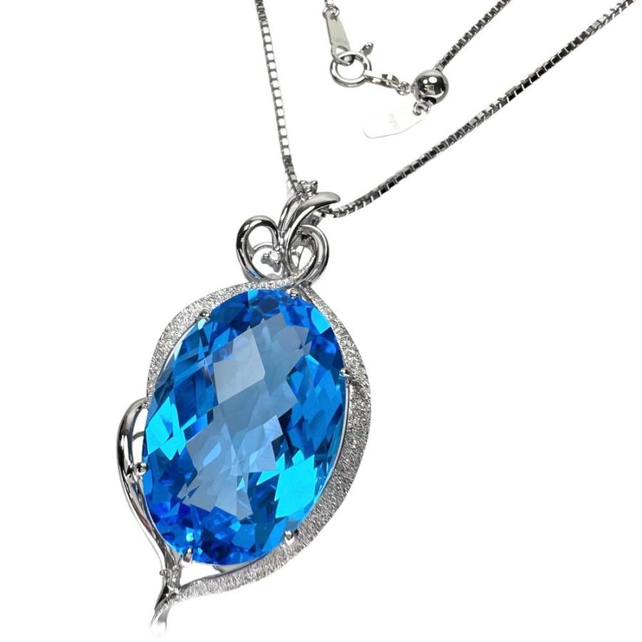 最終特価品 ブルートパーズ 36.21ct ダイヤモンド 計0.03ct ネックレス 