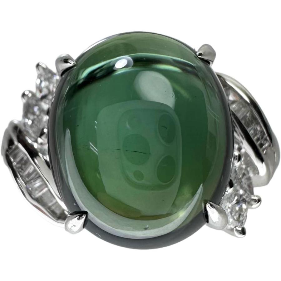 12号 グリーントルマリン 6.34ct ダイヤモンド 計0.34ct リング・指輪