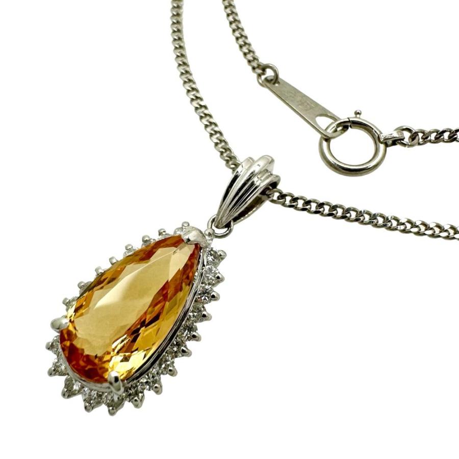 鑑 インペリアルトパーズ 3.23ct ダイヤモンド 計0.41ct ネックレス  