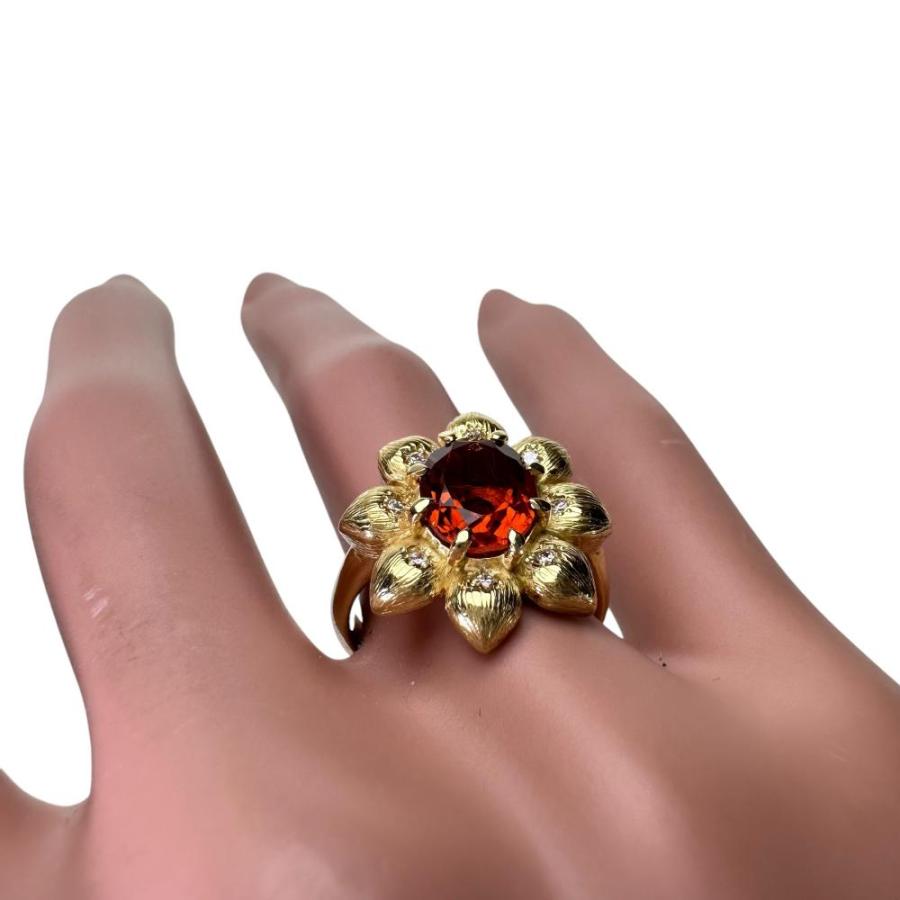 12号 シトリン/クォーツ ダイヤモンド 0.08ct リング・指輪 K18 