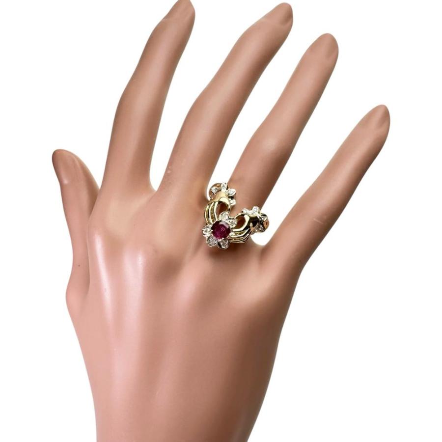 14号 仕上げ済 ハンドモチーフ ルビー 0.57ct ダイヤモンド 計013ct 