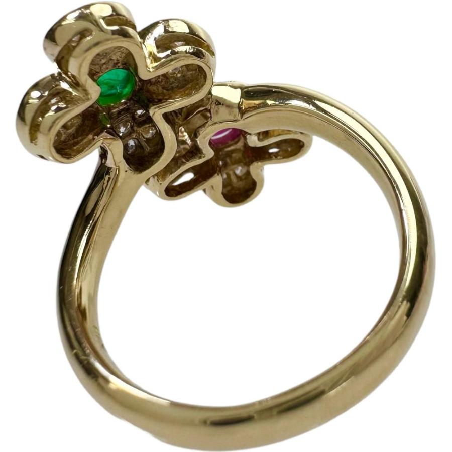 14号 ルビー 0.28ct エメラルド 0.22ct ダイヤモンド 0.465ct リング