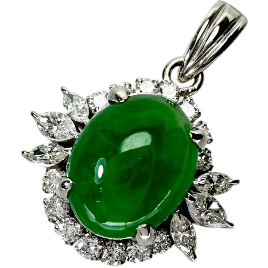 Pt900 ヒスイ＆ダイヤ ペンダント 最終特価品 ヒスイ 3.08ct ダイヤモンド 0.58ct ペンダントトップ