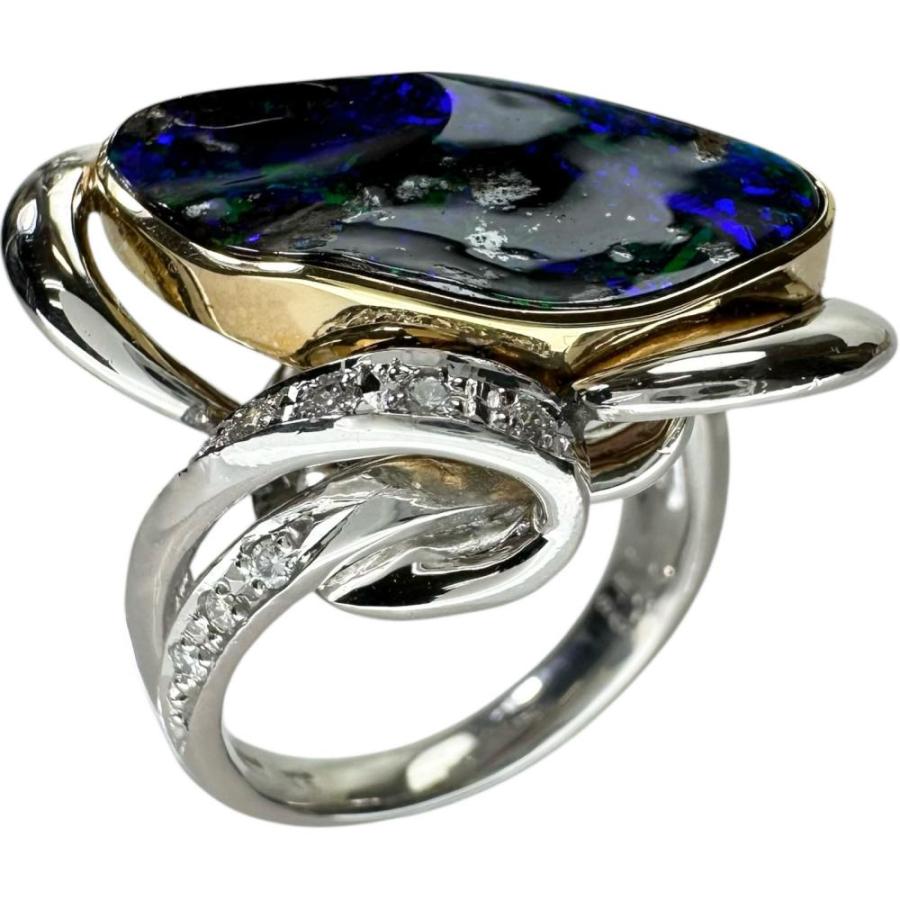 10号 ボルダーオパール 3.13ct ダイヤモンド 計0.20ct リング・指輪 