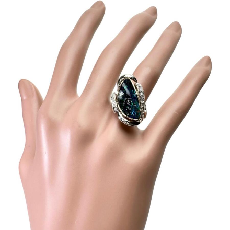 10号 ボルダーオパール 3.13ct ダイヤモンド 計0.20ct リング・指輪 