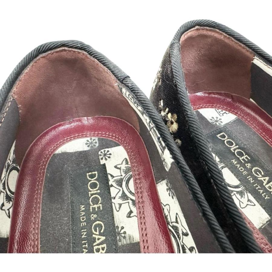 DOLCE&GABBANA/ドルチェアンドガッバーナ 花柄 スリッポン ベロア 