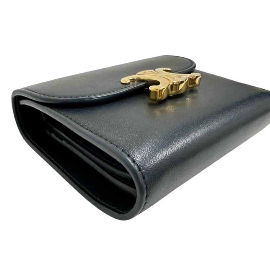 CELINE CELINE/セリーヌ トリンオフ 三つ折り財布 レザー 黒 CELINE CELINE/セリーヌ トリンオフ 三つ折り財布 レザー 黒