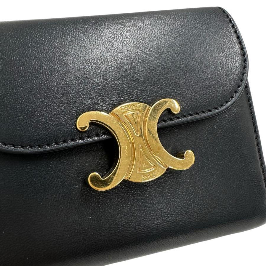 CELINE CELINE/セリーヌ トリンオフ 三つ折り財布 レザー 黒 CELINE CELINE/セリーヌ トリンオフ 三つ折り財布 レザー 黒