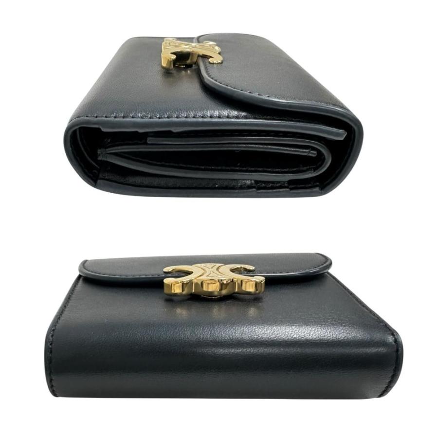 CELINE CELINE/セリーヌ トリンオフ 三つ折り財布 レザー 黒 CELINE CELINE/セリーヌ トリンオフ 三つ折り財布 レザー 黒