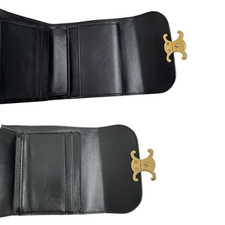 CELINE CELINE/セリーヌ トリンオフ 三つ折り財布 レザー 黒 CELINE CELINE/セリーヌ トリンオフ 三つ折り財布 レザー 黒