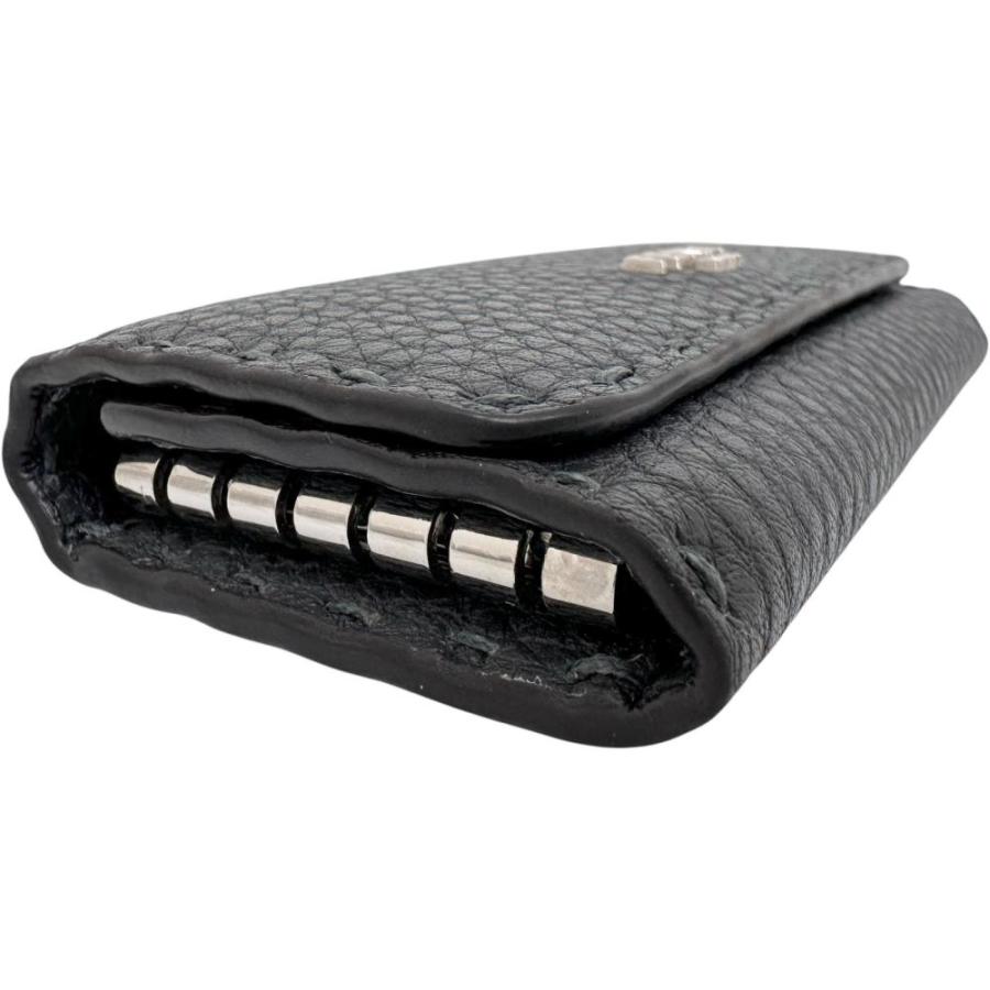 【美品】 FENDI レザー キーケース 6連 ロマノ セレリア ブラック 黒 FENDI FENDI/フェンディ セレリア 6連 キーケース レザー グレー