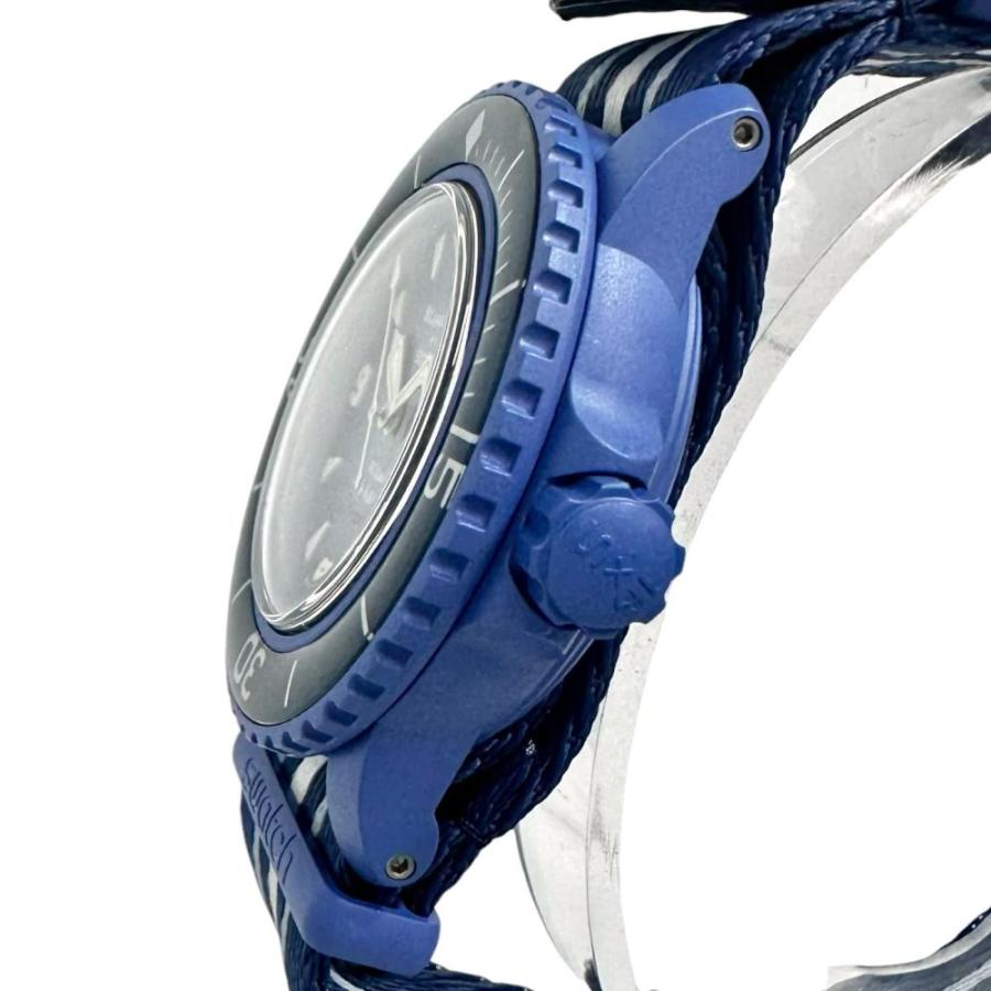 Swatch/スウォッチ スキューバ フィフティファゾム ブルー SO35A100 ブランパンコラボ 腕時計 プラスチック/ナイロン 自動巻き メンズの画像