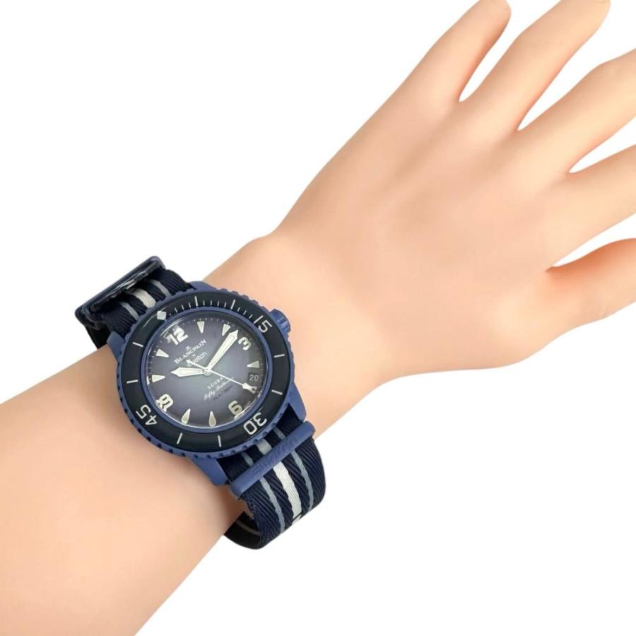 Swatch/スウォッチ スキューバ フィフティファゾム ブルー SO35A100 ブランパンコラボ 腕時計 プラスチック/ナイロン 自動巻き メンズの画像