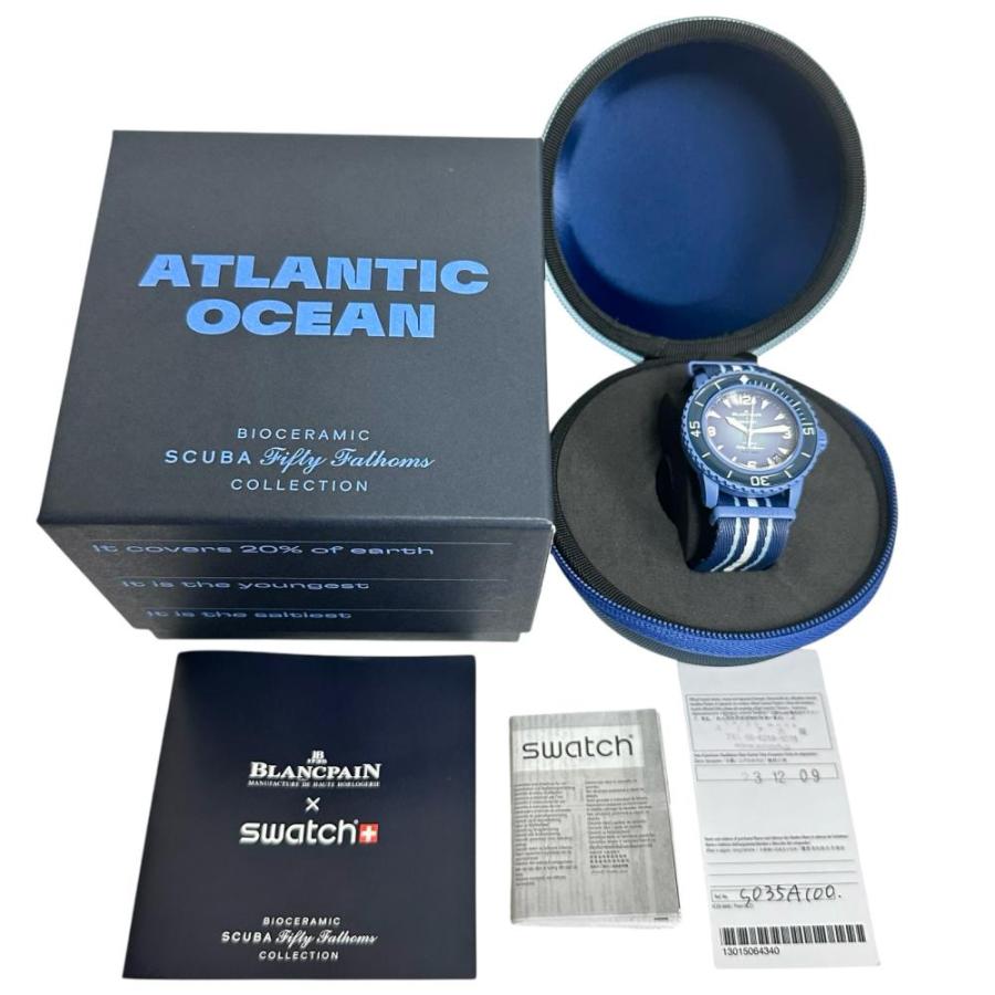 Swatch/スウォッチ スキューバ フィフティファゾム ブルー SO35A100 ブランパンコラボ 腕時計 プラスチック/ナイロン 自動巻き メンズの画像