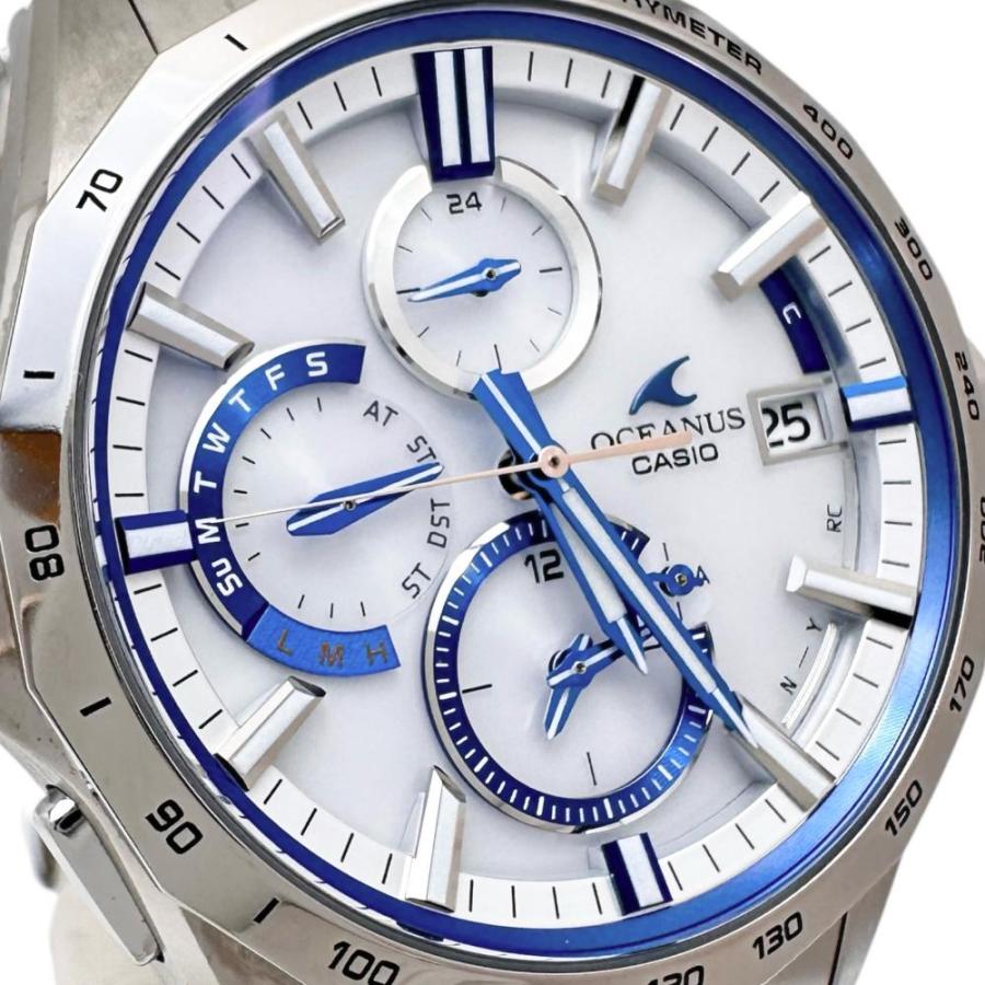 メンズ 【稼動】 CASIO オシアナス 腕時計 メンズ 白文字盤 ソーラー 