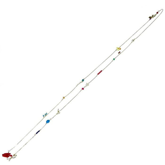 ♣️♠️マルチカラーネックレス❗ ネックレス マルチカラー2連チェーンネックレス 送料無料 大人