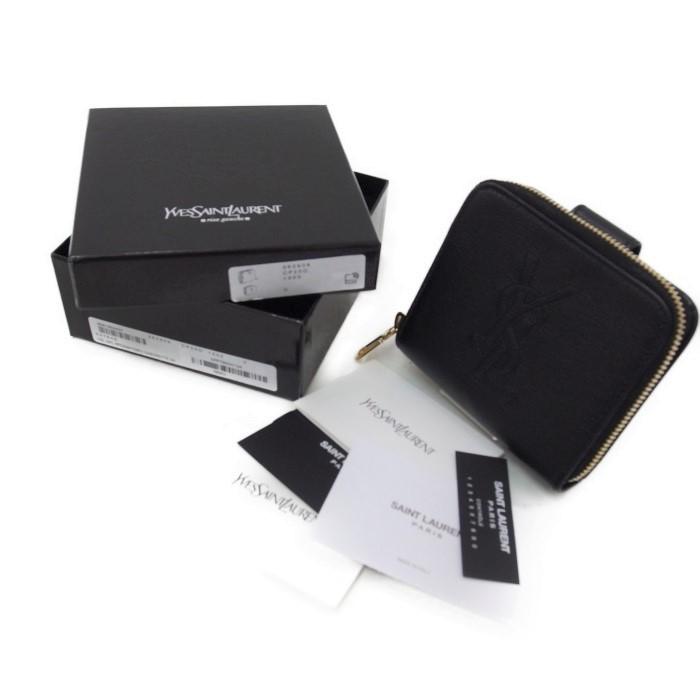 美品 イヴ・サンローラン 二つ折り財布 MRT352906Y ブラック 黒 SAINT LAURENT/サンローラン MRT352906Y 二つ折り財布 レザー 黒