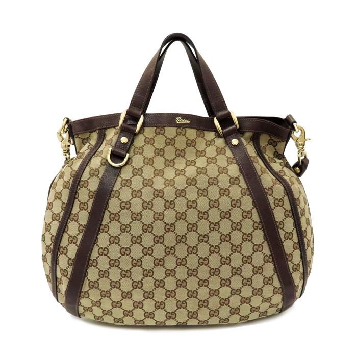GUCCI GGパターン ハンドバッグ ベージュ/ブラウン GUCCI（グッチ） 130734 ハンドバッグ GGキャンバス/レザー 茶