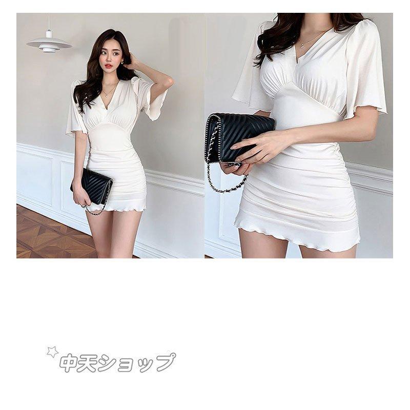 タイトワンピース 超ミニワンピース 夏 ワンピースレディース レディース ハイウエスト セクシー フレア袖 Vネック お出かけ おしゃれ 飲み会 キャバ嬢 大人 Makonoi まのこい商店 通販 Yahoo ショッピング