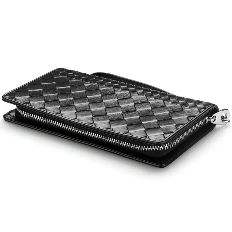 財布 長財布 メンズ 革 レザー 二つ折 高性能 メッシュ ラウンドファスナー イントレチャート 編み込み 使い勝手の良い