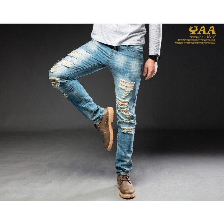 デニム パンツ メンズ おしゃれ ダメージデニム ジーンズ スキニーデニム ダメージ加工 ウォッシュ クラッシュ ユーズド ヴィンテージ Makonoi A まのこい商店 通販 Yahoo ショッピング