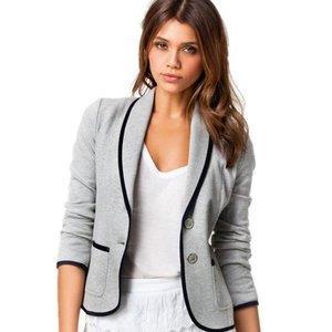 ブレザー レディース ジャケット 長袖 春秋 カジュアル アウター コート パイピングジャケット 2つボタン ブラック グレー イエロー ローズピン 特価キャンペーン