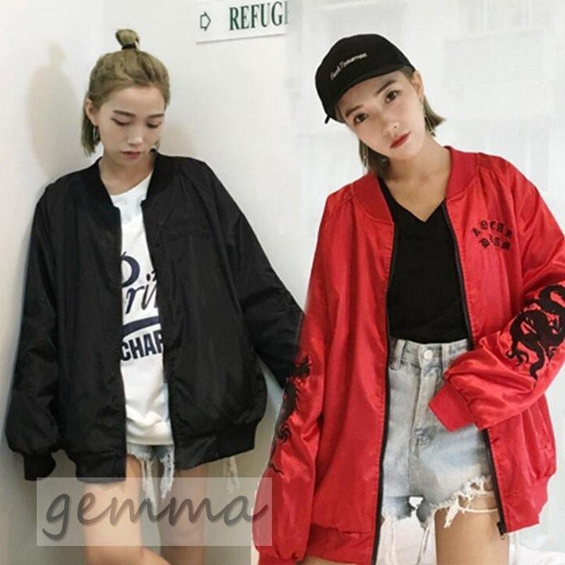 スカジャン レディース ジャケット 刺繍 龍 赤 黒 ゆったり 原宿系 ファッション サテン スタジャン ブルゾン アウター ショートコート 秋冬 Makonoi Mai まのこい商店 通販 Yahoo ショッピング