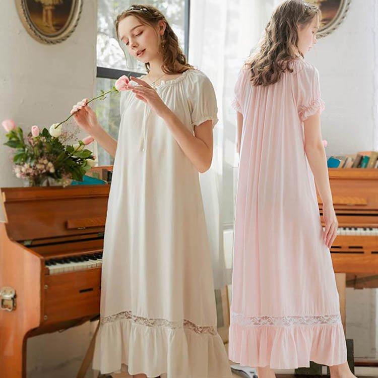 ネグリジェ レディース 春 夏 ロング ネグリジェ 姫 半袖 長袖 綿 無地 ガウン ナイトウェア ルームウェア ワンピース 女性 可愛い 部屋着 女性パジャマ Makonoi Y まのこい商店 通販 Yahoo ショッピング