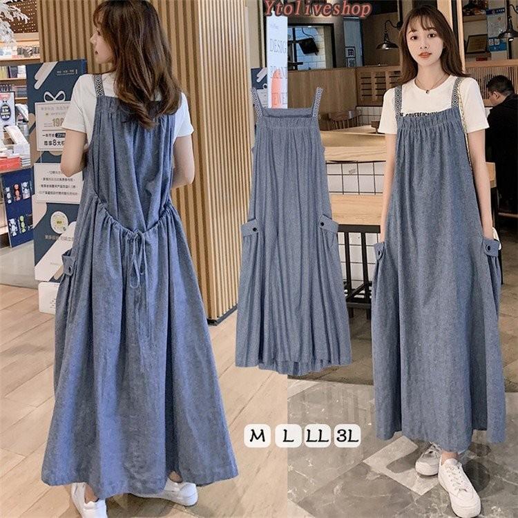 マタニティ ジャンパースカート デニム風 春 夏 ワンピース ロング オフィス 大きいサイズ 妊婦服 Makonoi Yto まのこい商店 通販 Yahoo ショッピング