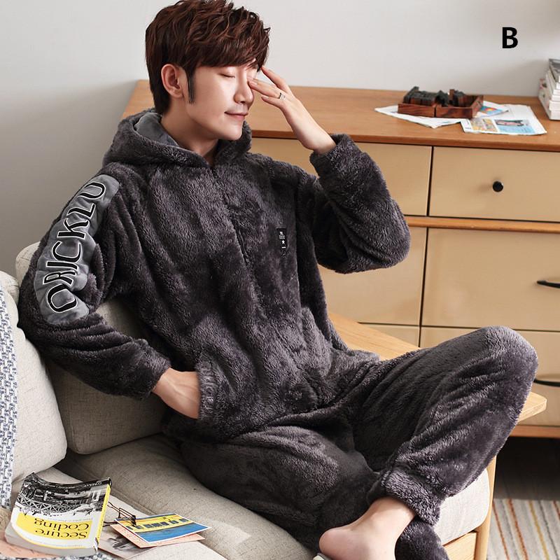 パジャマ メンズ 上下セット 暖かい ふわもこ モコモコ 厚手 フード付き ナイトウェア もこもこ 紳士用 ルームウェア Seal限定商品 防寒 2点セット 寝間着 冬用 部屋着