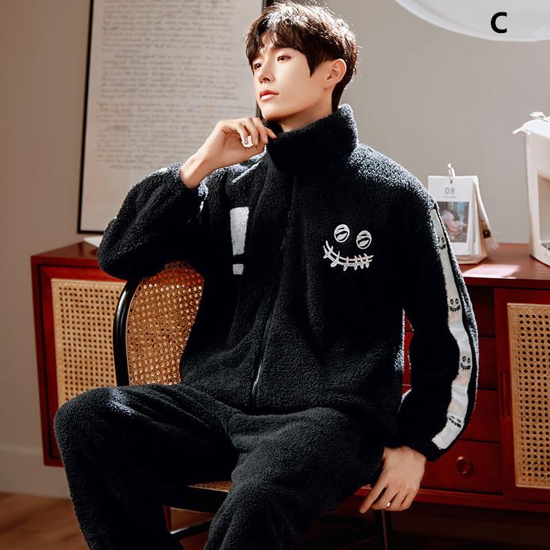 パジャマ メンズ 上下セット 暖かい ふわもこ モコモコ 厚手 フード付き ナイトウェア もこもこ 紳士用 ルームウェア Seal限定商品 防寒 2点セット 寝間着 冬用 部屋着