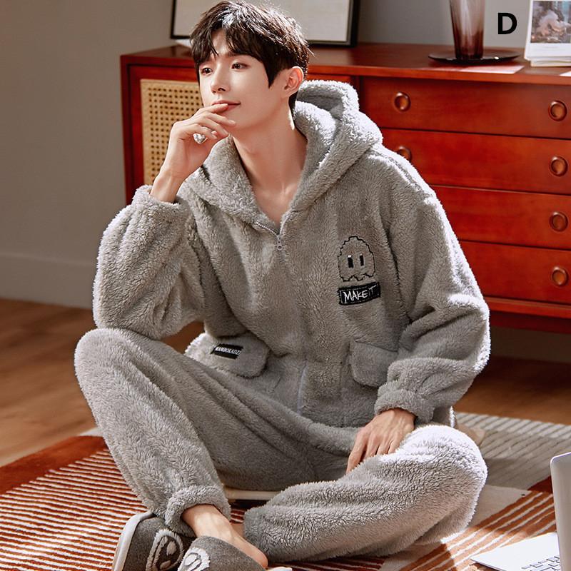 パジャマ メンズ 上下セット 暖かい ふわもこ モコモコ 厚手 フード付き ナイトウェア もこもこ 紳士用 ルームウェア Seal限定商品 防寒 2点セット 寝間着 冬用 部屋着