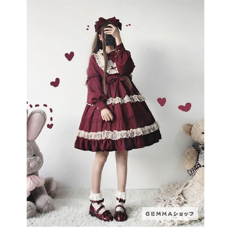 人気の新作 ロリータ風ワンピ 衣装 Op 二次元 ワンピース 仮装 少女 洋服 レッド ブラック 可愛い 女子中高生 Lolita 姫様 可愛い ハロウイン コスプレ ワンピース サイズ M Emrya Com