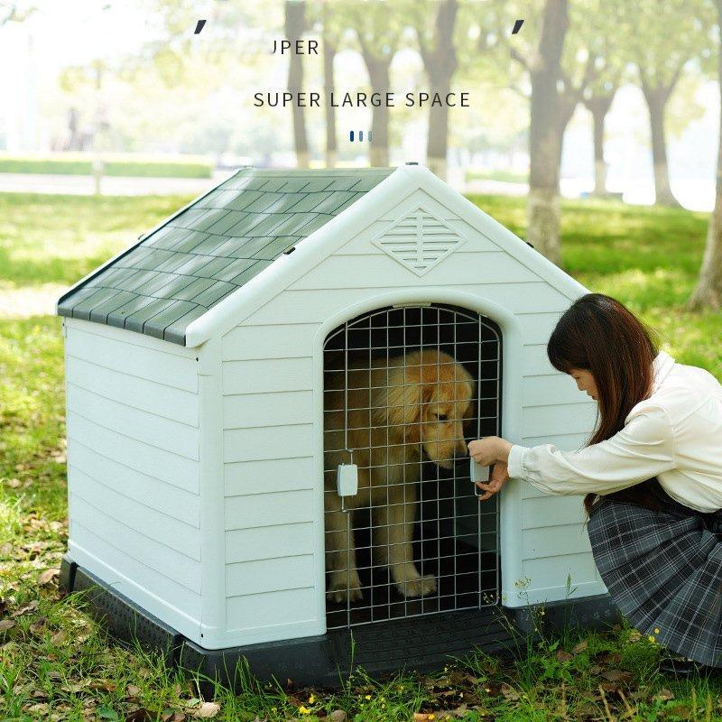 【メール便】 大型犬 ドッグ 犬舎 犬小屋 ハウス おうち 屋外 野外 庭用 プラス ティック製 プラスチック 防水 通気性 ドア無し 【Q2050653962】(11144円)