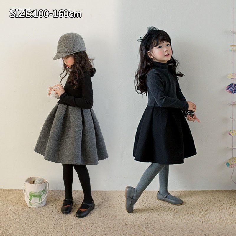 まのこい商店子供 ワンピース キッズ フォーマル 長袖 韓国子供服 子どもドレス 女の子 ピアノ 発表会 合唱団 七五三 ベビードレス 黒ワンピ 裏起毛 Sale 84 Off