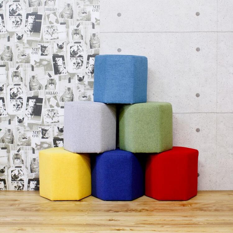 カラースツール 六角形タイプ 作業椅子 作業用 積み重ね コンパクト