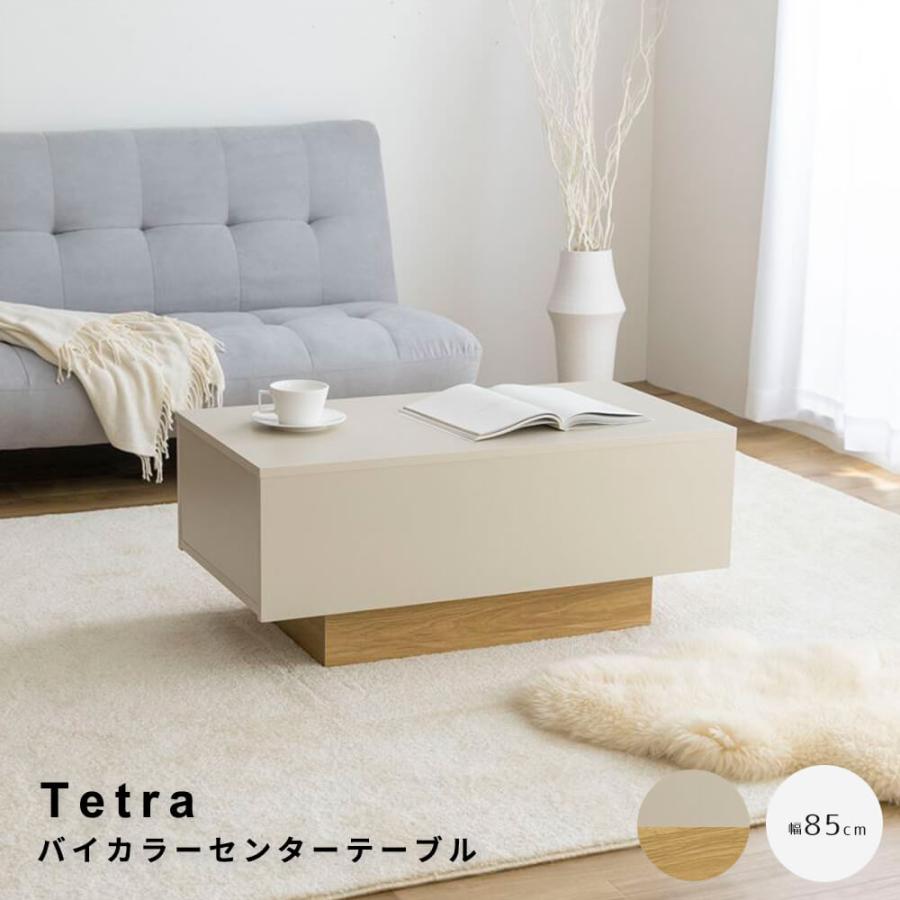 テーブル センターテーブル ローテーブル リビング バイカラー 収納棚付き 白 テーブル センターテーブル ローテーブル リビング バイカラー 収納棚