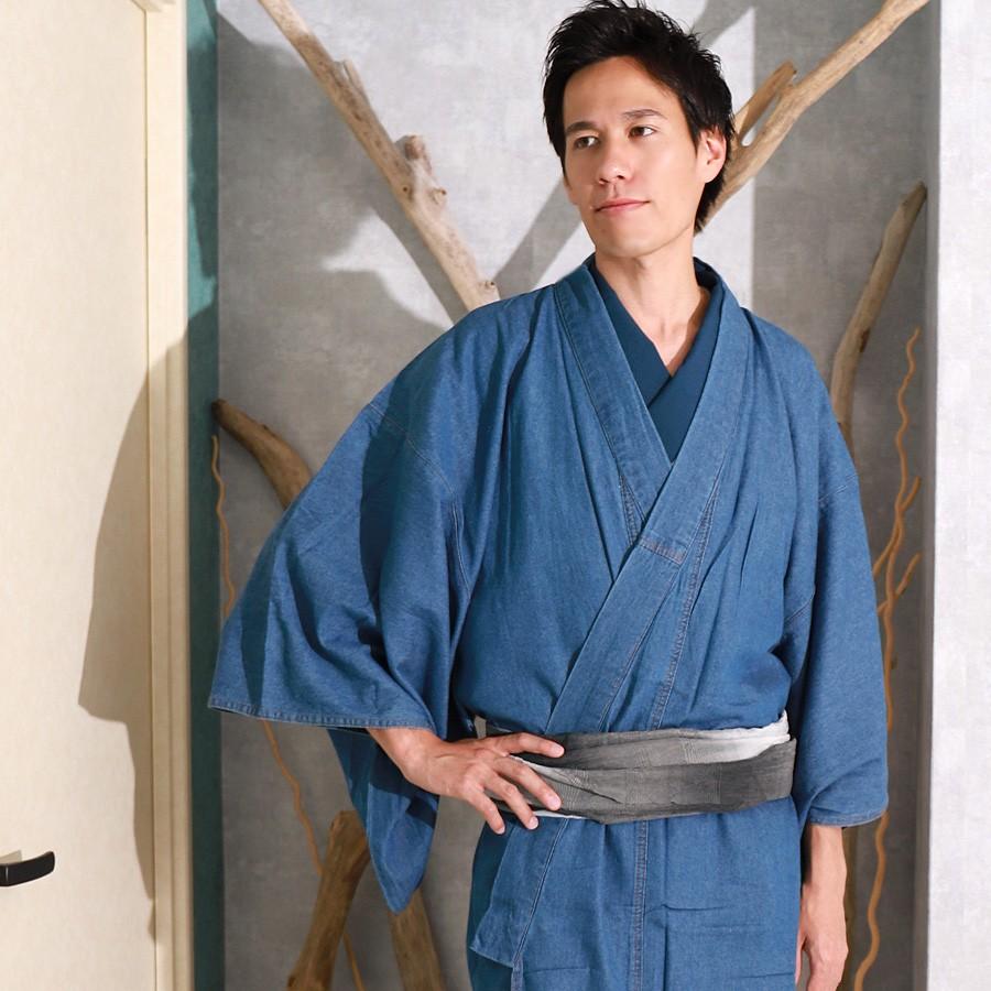 デニム着物 メンズ 着物 単品 メンズデニム着物 デニム 男性用 ｍ ｌ ｌｌ ネイビー 紺 黒 ブラック ブルー 青 U 京都ここん 通販 Yahoo ショッピング