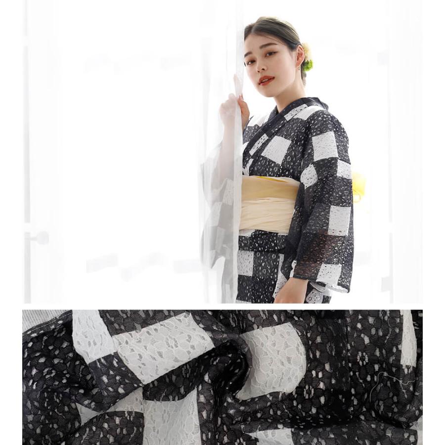 浴衣 レース浴衣 白 黒 浴衣 レディース 女性浴衣 レース浴衣 レース 着物 浴衣単品