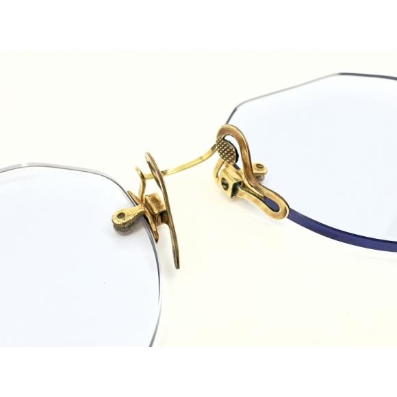 フランス　アンティーク　ラウンドメガネ　縄手テンプル　ケーブルテンプル 縄手式 ツーポイント メタル フレーム ケーブルテンプル クラウンパン
