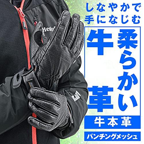 デイトナ バイク用 グローブ XLサイズ カウレザー パンチングメッシュ スタンダード タッチパネル対応 春夏秋 本革 HBG-129 ブラック｜makotoya1259｜02