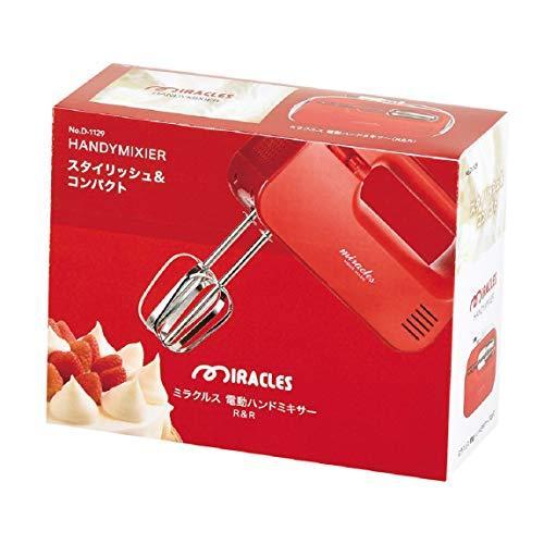 パール金属 泡立て器 レッド 幅7.5×奥行19×高さ23.5cm(ビーター含む) 電動ハンドミキサー ミラクルス D-1129|makotoya1259|03