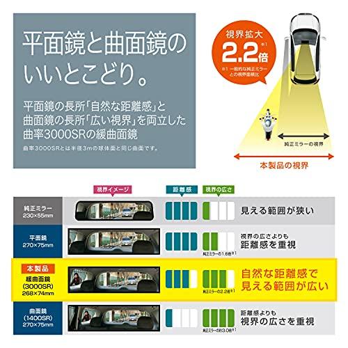 カーメイト 車用 ルームミラー 3000Rパーフェクト270mm クローム鏡 ブラック M9｜makotoya1259｜04