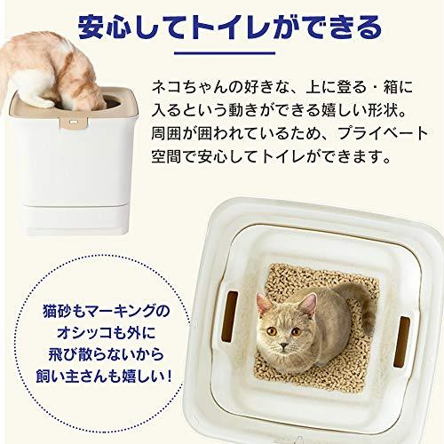 アイリスオーヤマ 猫用トイレ本体 クリア消臭 猫用システムトイレ スターターセット [トイレ+消臭サンド+消臭シート] ONC-430 ホワイト｜makotoya1259｜06